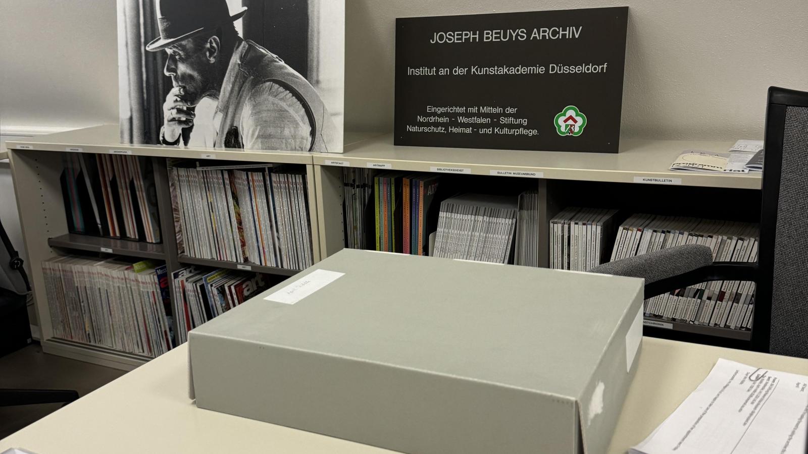 A box on a table at the Joseph Beuys Archive