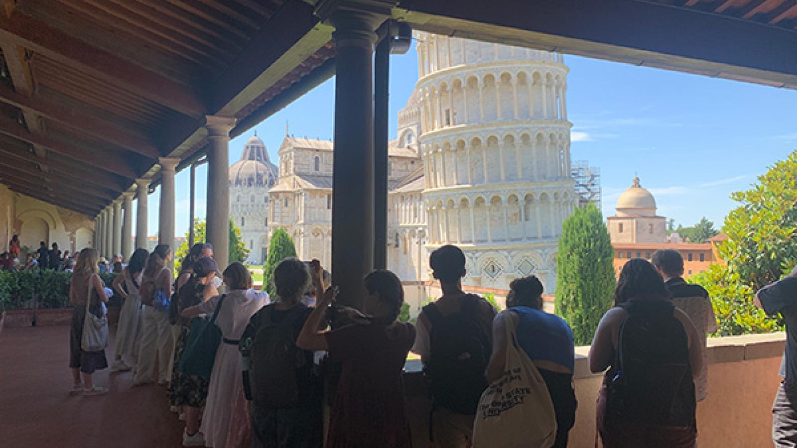 Students in Pisa during the study abroad program. 