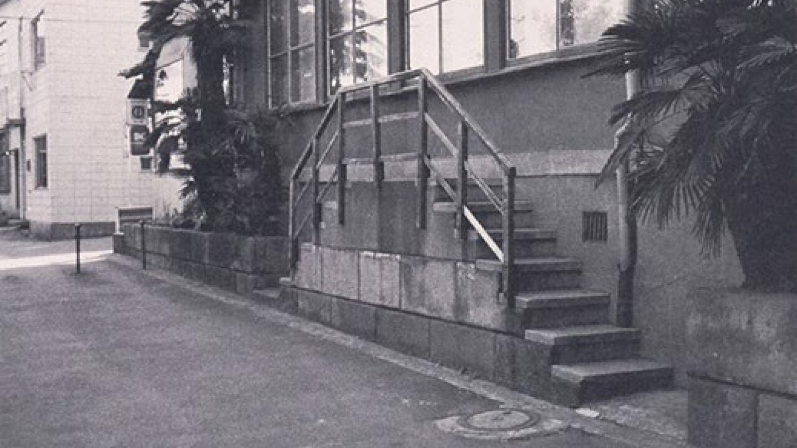 staircase in black and white