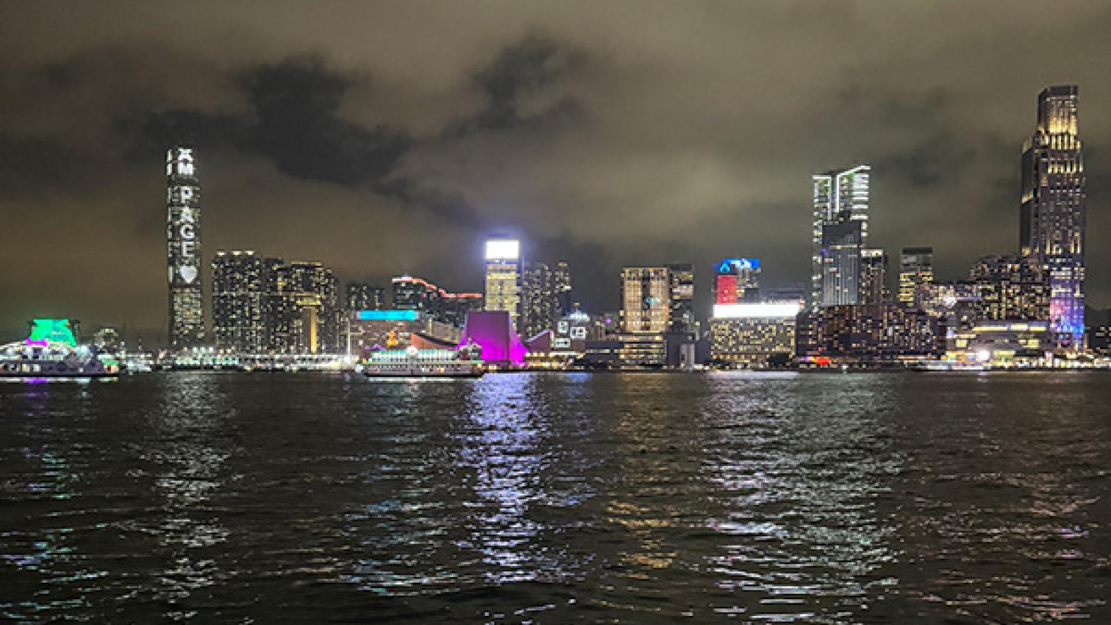 A nighttime view of Kowloon