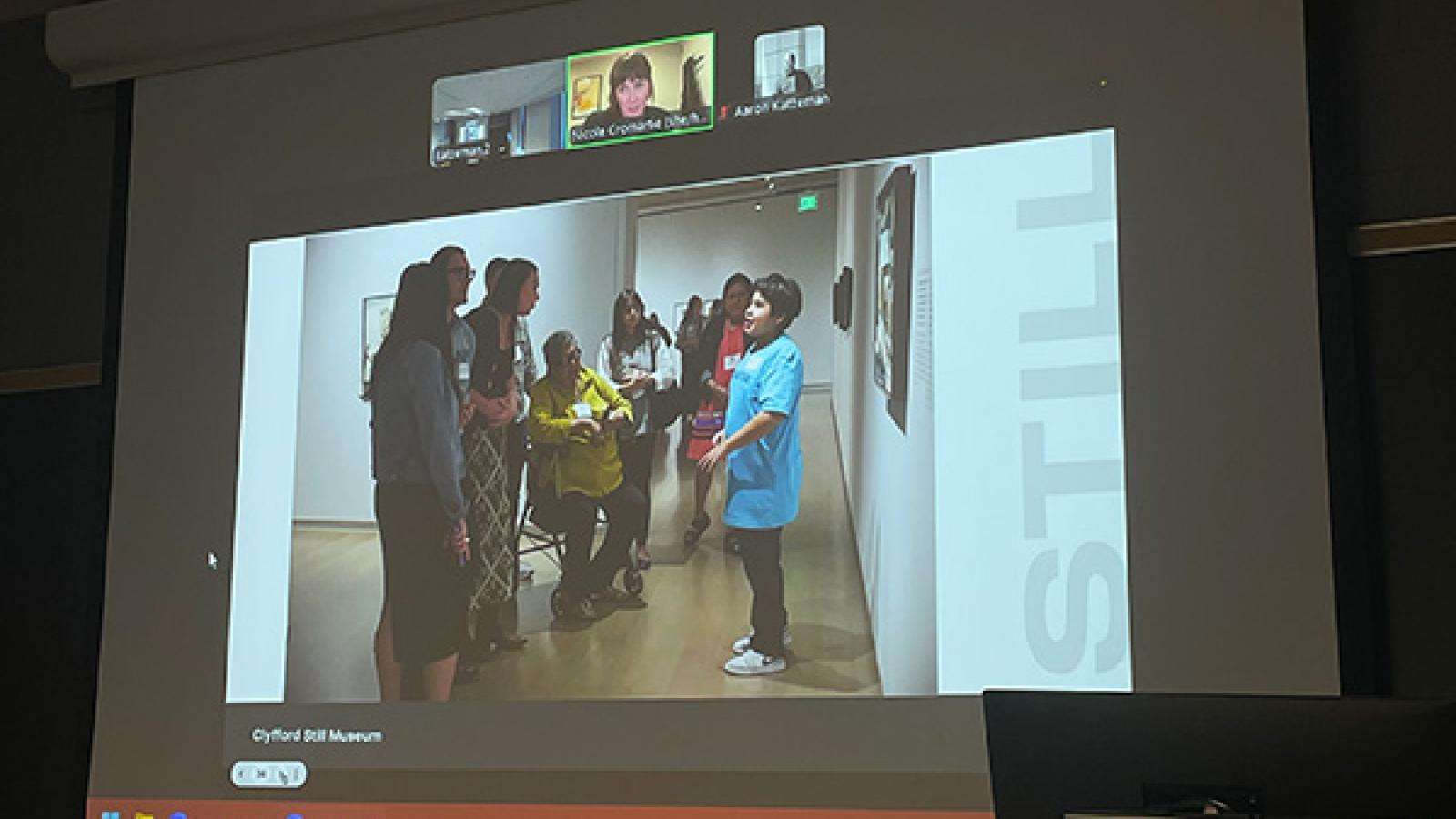  Cromartie gave a guest lecture about the community-based process of co-curating the exhibition "Tell Clifford I Said 'Hi'" with children from the Colville Confederated Tribes.