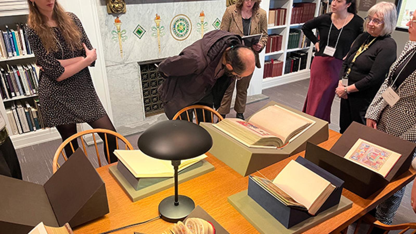 Artwork being observed as a part of the Ingalls Library at the Cleveland Museum of Art's medieval and Asian collection