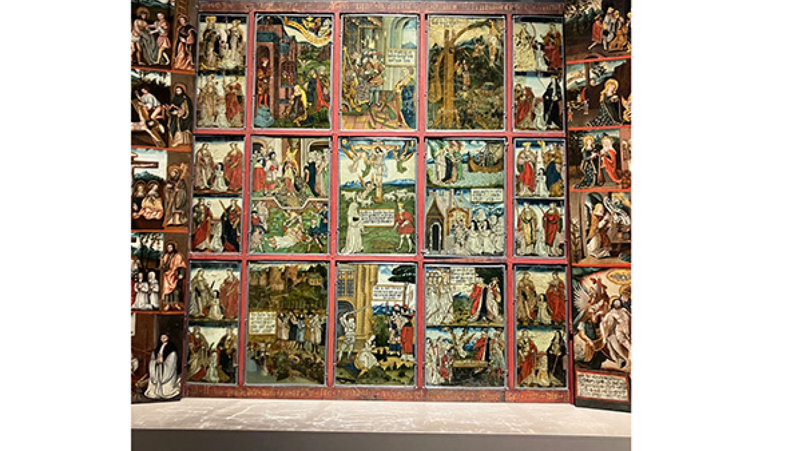 Reverse glass painted altarpiece with the martyrdom of St. Theodosia, 1545