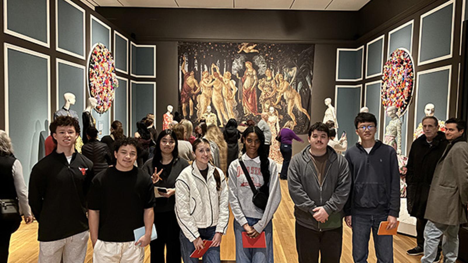 Students pose for a group photo. 