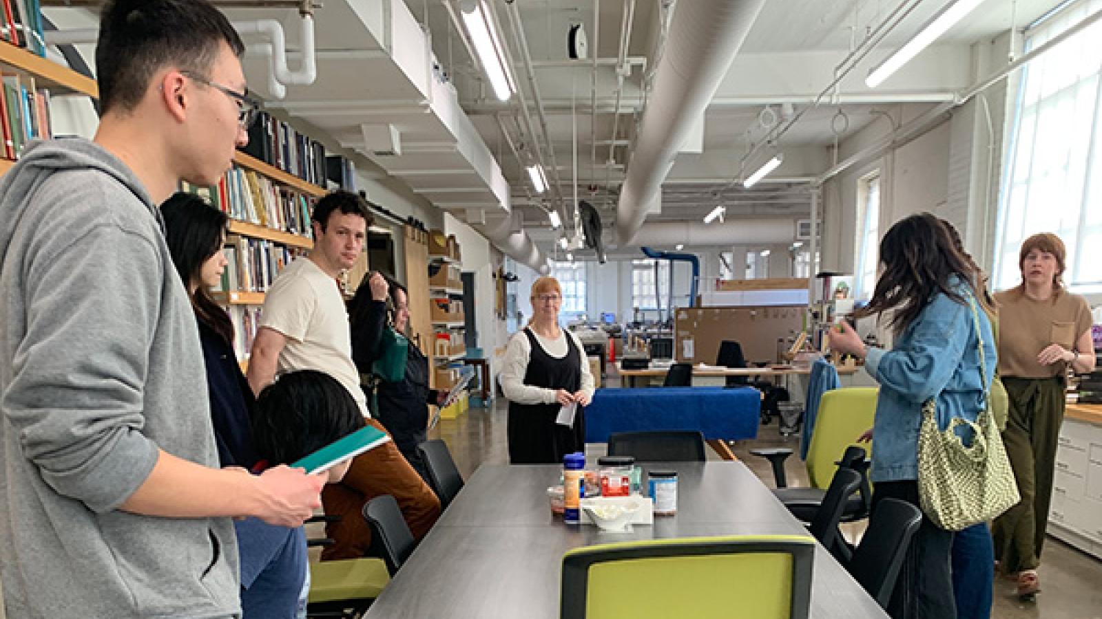 Students in the conservation lab.