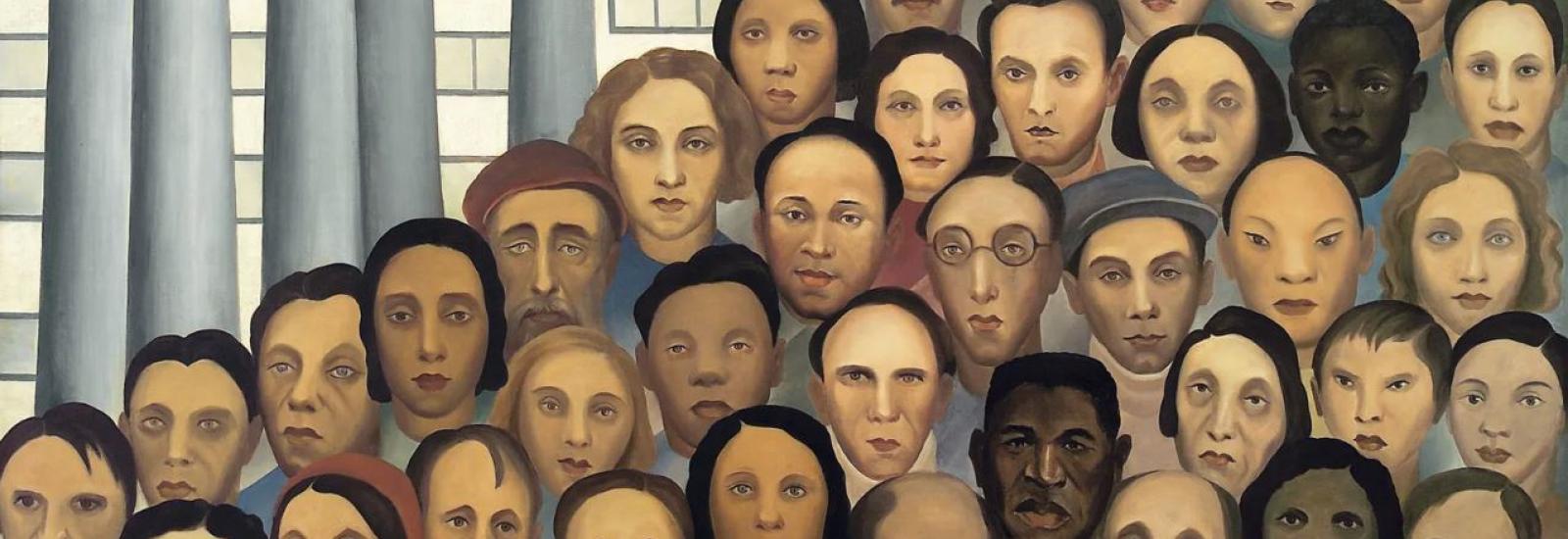 Tarsila do Amaral, Óperarios (Workers), oil on canvas 1933, Brazil.