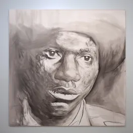 Drawing of a man in a hat.